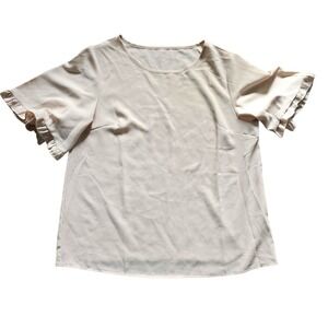 Ruffle Sleeve Top Elegant Blouse Short Sleeve Lightweight Shirt Sz‎ XL